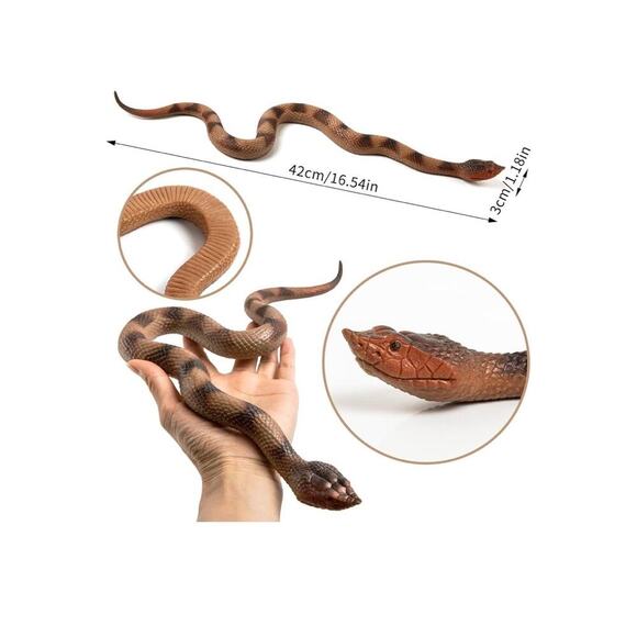 Realistic Fake Snakes Toy, 2 pcs Soft Rubber Fake snakes Garden Snake Props - Picture 3 of 14